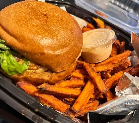 Calypso Jerk Salmon Burger.
