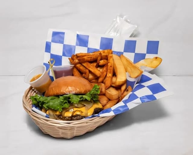 Double Jerk Cheese Burger.